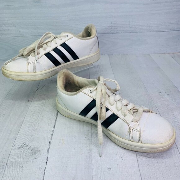 Adidas Cloudfoam Mens NEO AW4287 White Black Stripes Lace Up Tennis Shoe Sz 8 - Picture 2 of 10